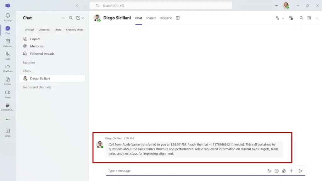 call transfer summary