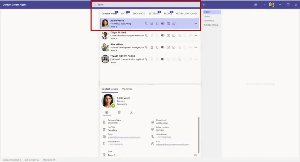 contact notes search