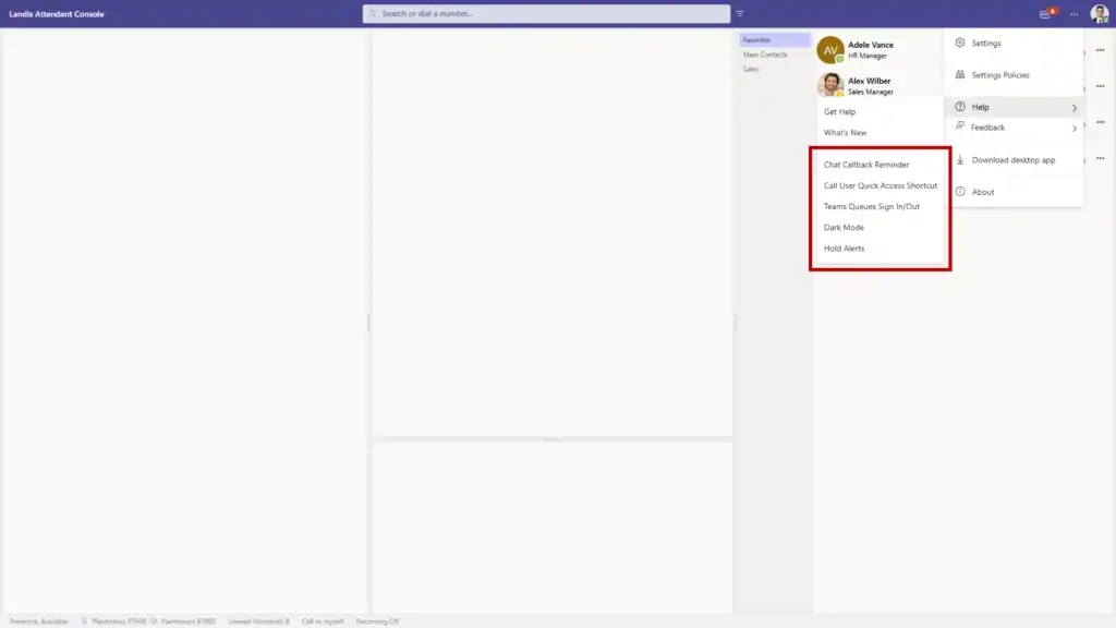 feature highlights menu