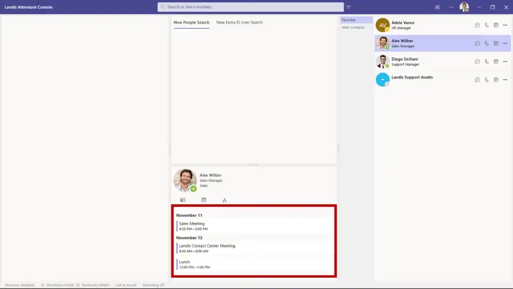 contact card calendar