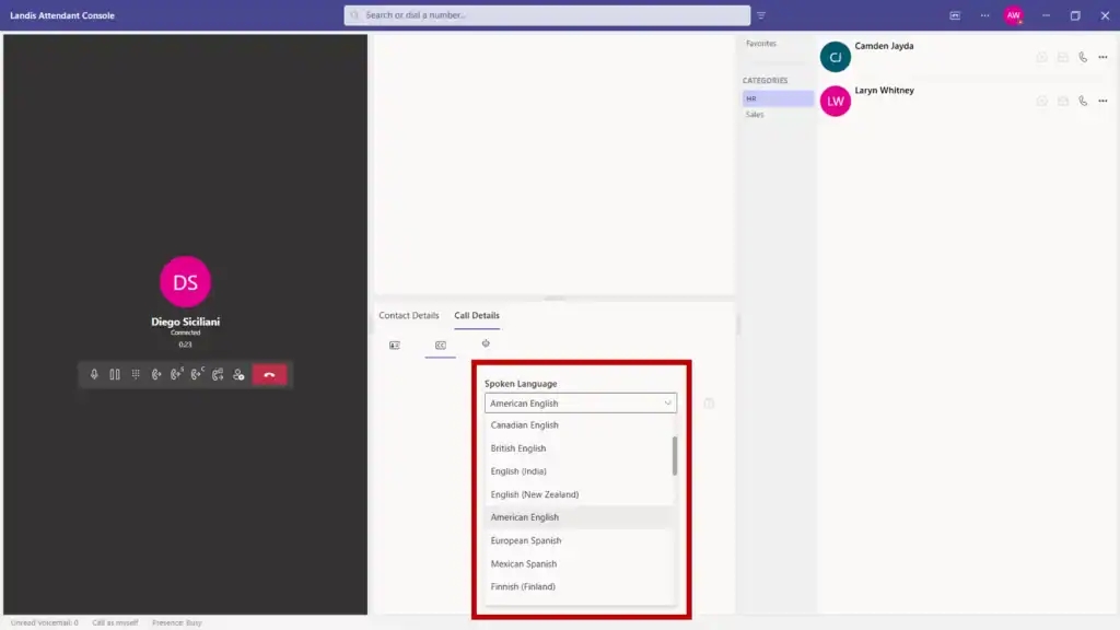 call transcript language